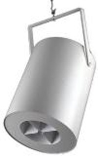 Airius Designer Model 60-PS4 version with a uniform cylindrical housing for ceilings 12 - 18m.  2,832m3/h