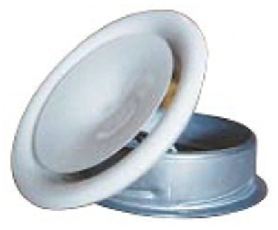 TFFC 150 is a circular supply air valve for ceiling installation, 150mm diameter, RAL9010