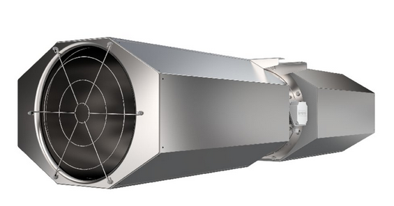 AJ8 400-2/4 (F)-TR REV (66N) Axial tunnel fan, 400°C/ 2h, 55°C max continuous. 9,400m³/h