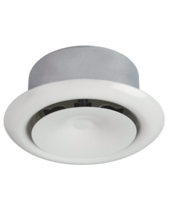 TFFC-100-SW is a circular supply air valve for ceiling installation, 100mm diameter, RAL9010
