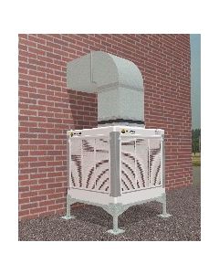 Evaporative cooler with top outlet