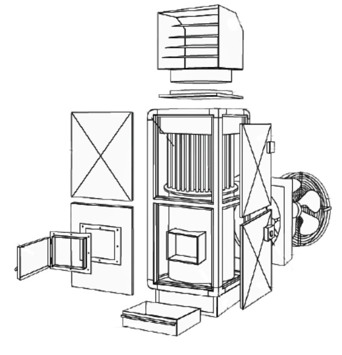 DG-60-C 70kw solid fuel cabinet heater with centrifugal fan