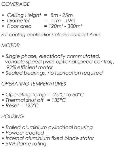 DIAMOND PLUS - EC Destratification fan for ceiling height up to 25m 8,835m3/h 