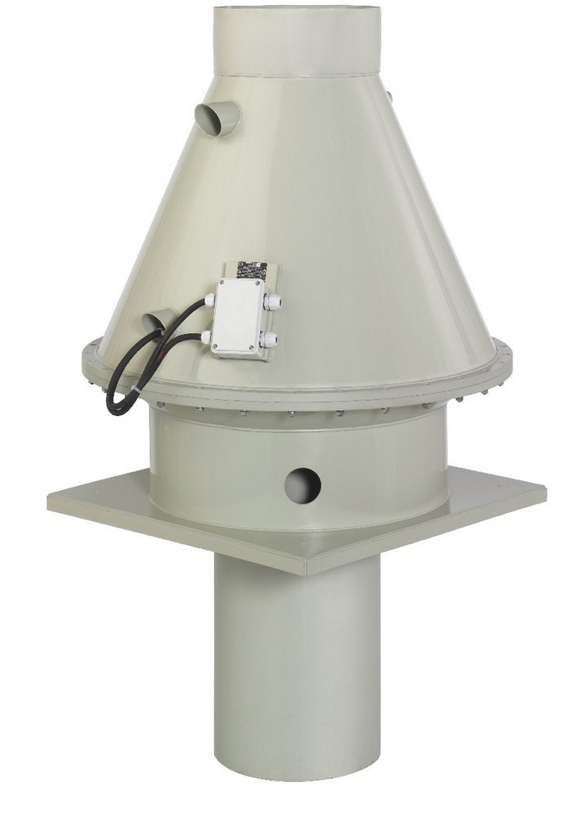 DVP 200D2-4 Centrifugal, plastic, vertical, roof fan for aggressive media rated 2,250m³/h