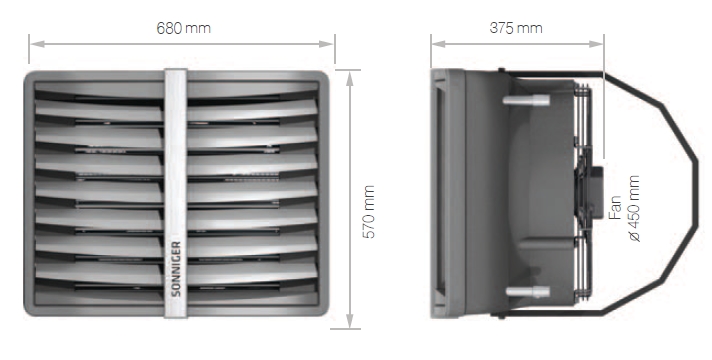 R1 17.7 kw water fan heater