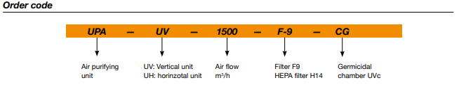 UPA-UV-1500-HEPA-CG Vertical air purifying unit 