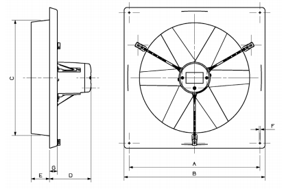 Vostermans Plate Fan 50hz. 230v/400v 56cm⌀, 1320rpm. 12,700m³/h @0.0Pa
